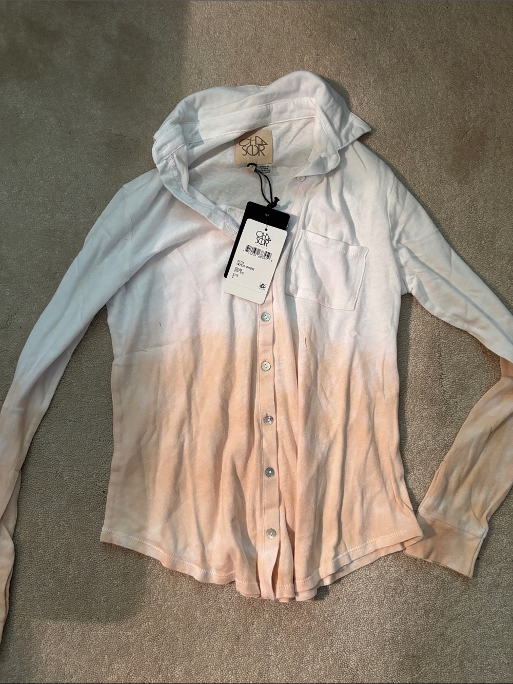 Chaser White to Peach Ombre Button-Down Shirt